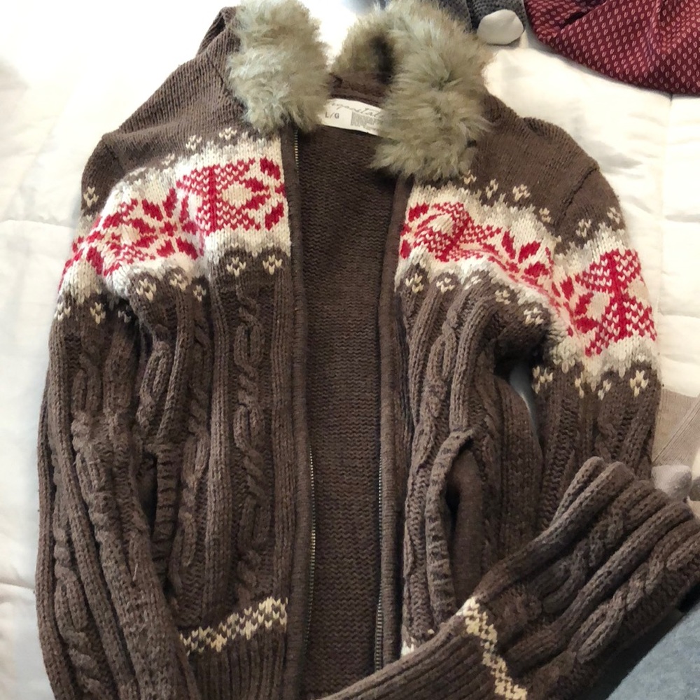 Aeropostale fur hooded zip up